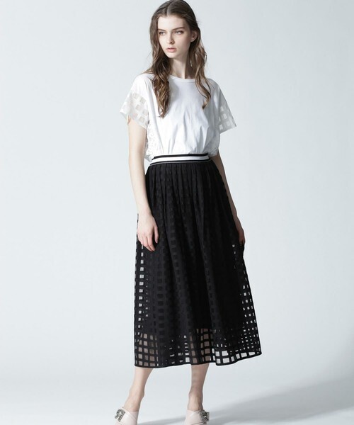 GRACE CONTINENTAL チェックメッシュスカート