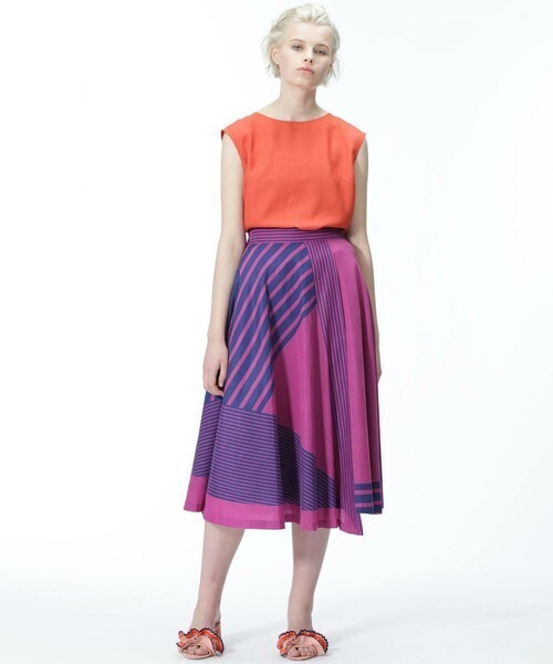 GRACE CONTINENTAL ラインプリントロングスカート