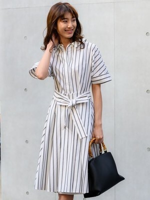 TONAL ウエストリボンシャツワンピース