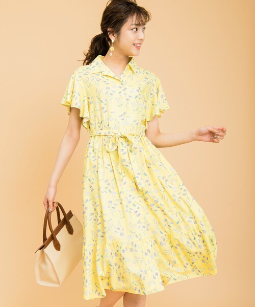 31 Sons de mode ボタニカル花柄プリントシャツワンピース