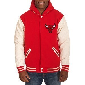 JH Design NBA ブルズ メンズ リバーシブル フリース フォーレザー ジャケット