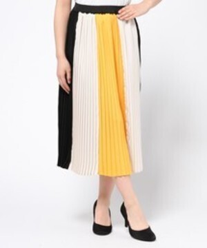 SISLEY カラーブロックプリーツスカートC1