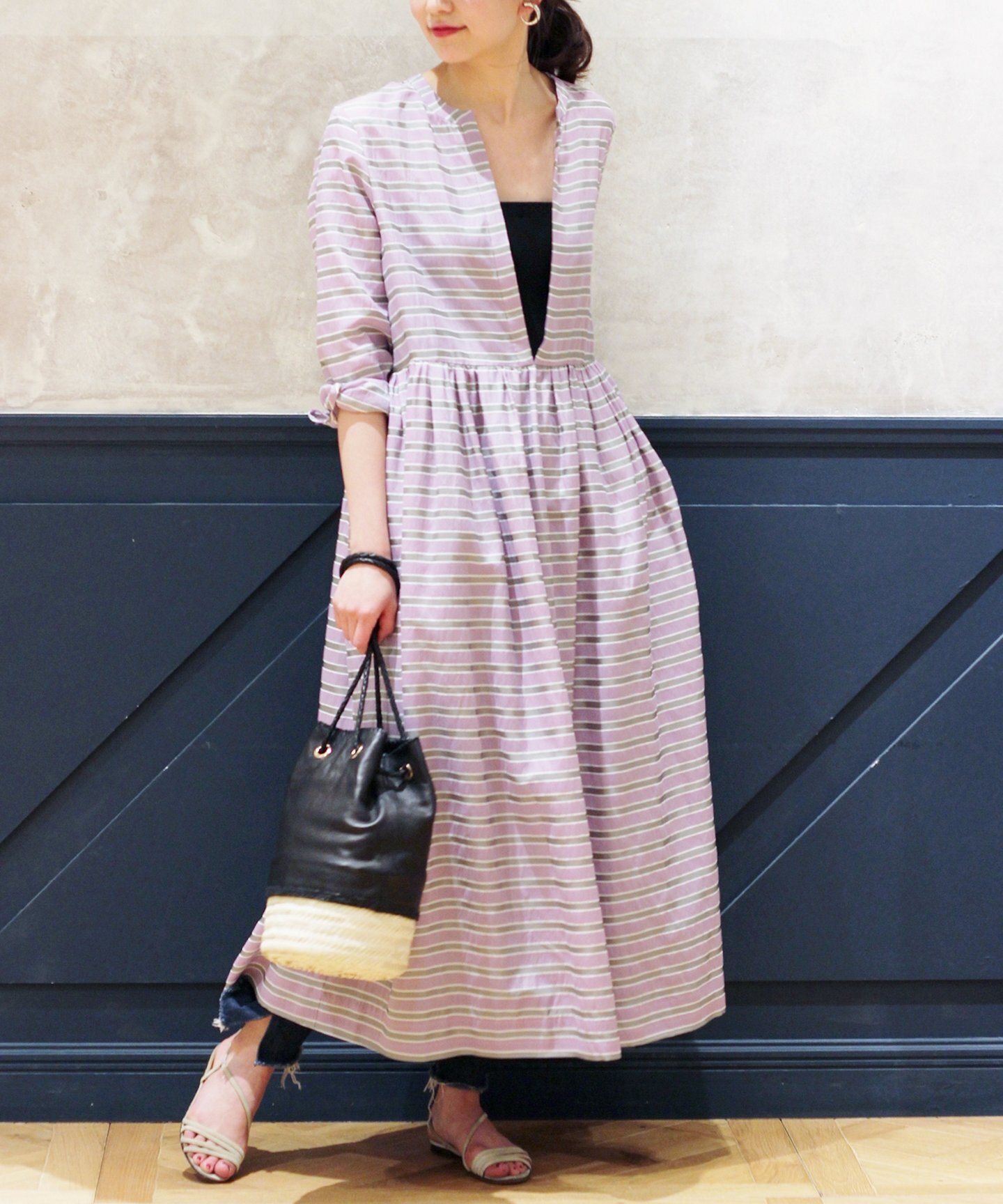 IENA IENA LA BOUCLE ボーダースモックドレス