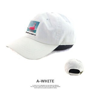 SUNY PLACE フォトプリントキャップ　A-WHITE　フラミンゴ