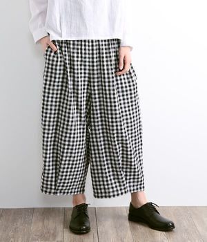 Lintu Laulu 【別注】裾タックギンガムチェックパンツ