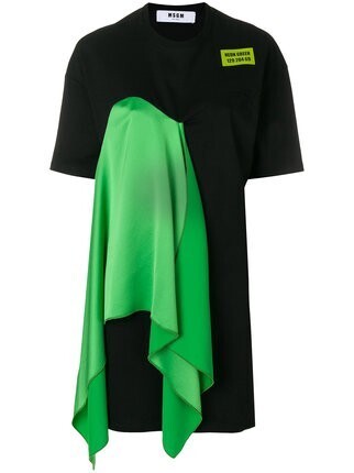 MSGM Black Draped Detail T-shirt Dress