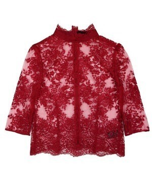 AULA AILA LEAVER LACE STAND COLLAR BLOUSE