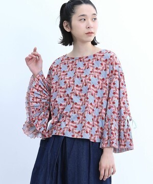 merlot みつあみチェック柄トップス