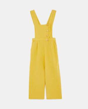 ZARA ボタン付きリネンジャンプスーツ