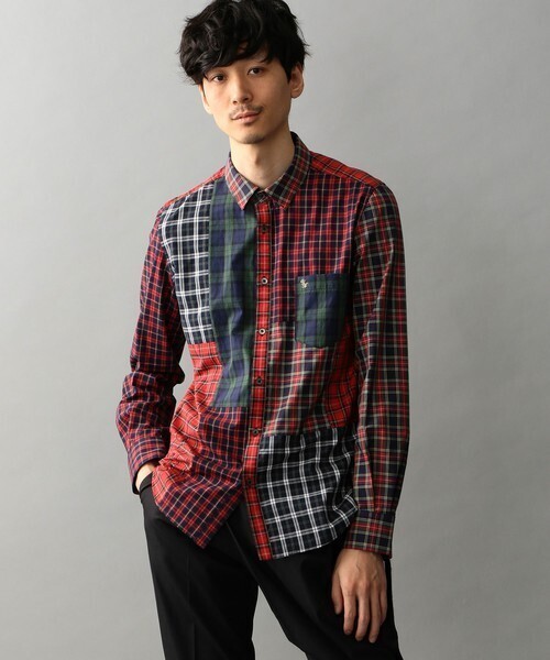 Education from Youngmachines 【Education from Youngmachines】MENS パッチワークチェックシャツ