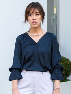 TONAL スキッパーギャザーブラウス