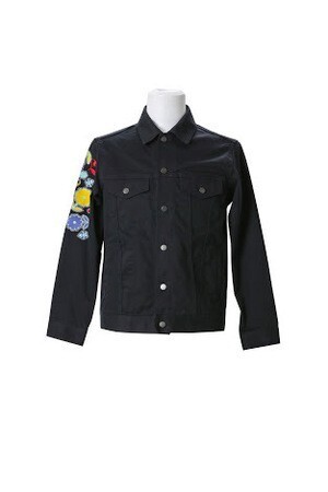 lucien pellat-finet DENIM JACKET WITH LOVE/FLOWER/SKULL EMBROIDERY