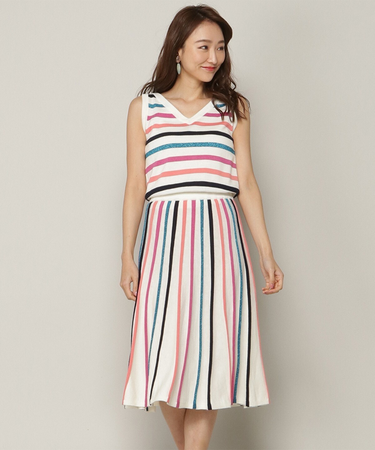 And Couture ラメマルチボーダーワンピース