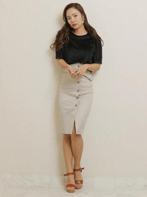 LADYMADE フロントスリットチノタイトスカート