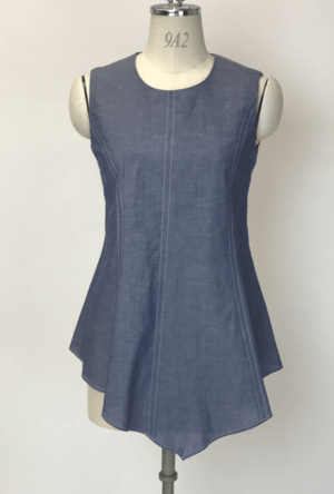 LAPINE BLEUE リネン混シャンブレーノースリーブブラウス