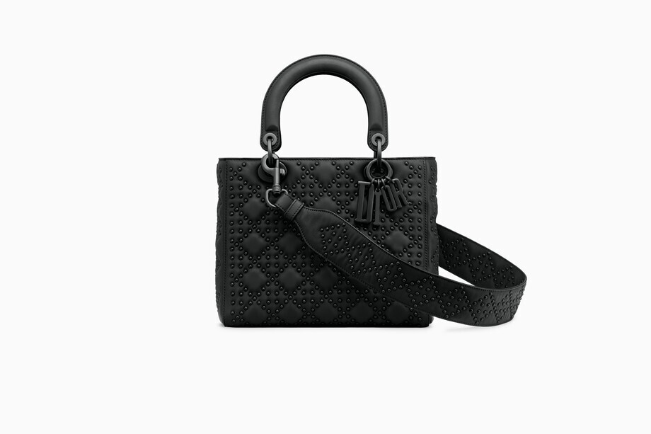 Christian Dior ブラック カーフスキン “LADY DIOR” バッグ