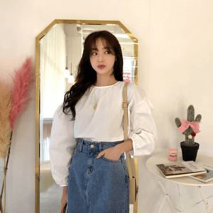 IMVELY 【IMVELY】小顔効果パフブラウス I81BL0022 / I81BL00220WT00F