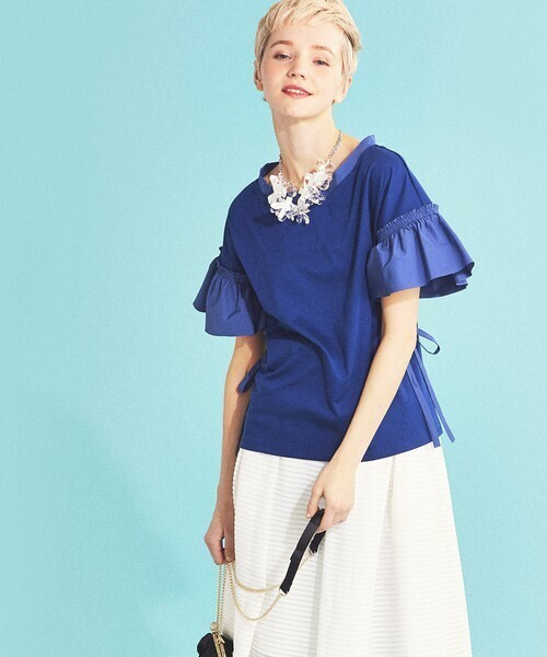 LANVIN en Bleu タフタスリーブカットソー