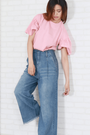&g’aime タックフレアスリーブTシャツ(988-62133)