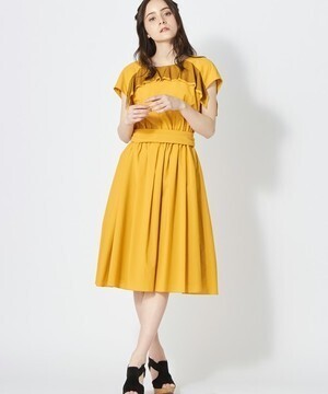 LANVIN en Bleu ワイドベルトギャザーワンピース