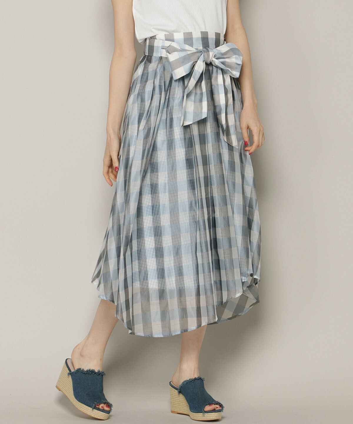 And Couture シルクギンガムレイヤードスカート