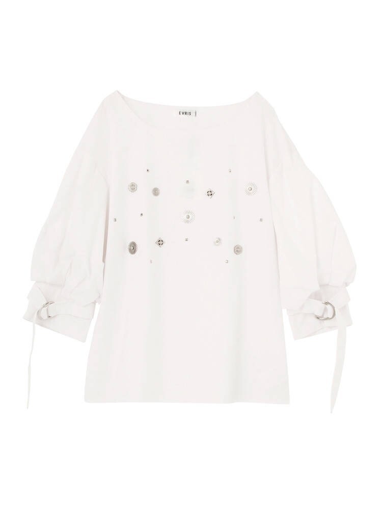 EVRIS FRONTスタッズパフスリーブシャツ