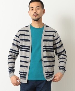 BEAMS PLUS REMI RELIEF × BEAMS PLUS / 別注 インディゴ ボーダーカーディガン
