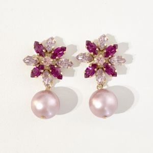 Milea 【EGPIN29】2色のピンクスワロフスキー花イヤリング