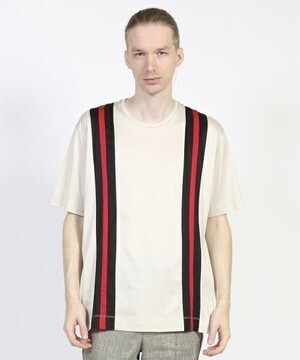 GalaabenD プライマリー天竺ライン切替ストライプボックスシルエットTシャツ