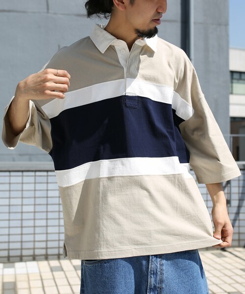 FREAK'S STORE WEB限定 スーパービッグシルエット 半袖 ラグビーシャツ