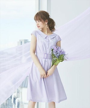 LAISSE PASSE 抜け衿ストライプシャツワンピース