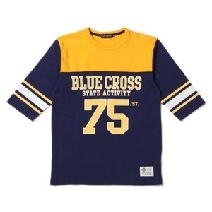 BLUE CROSS 切り替えナンバリング七分袖ラインTシャツ