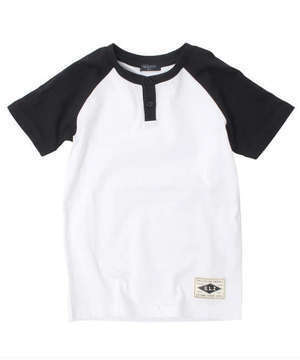 GLAZOS ヘンリーネック・ラグラン半袖Tシャツ