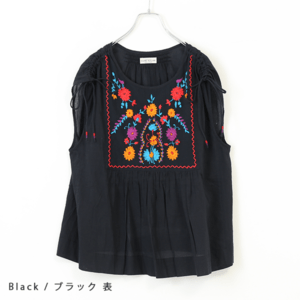 CUBE SUGAR 綿ボイル刺繍ドローストリングブラウス (18010737)