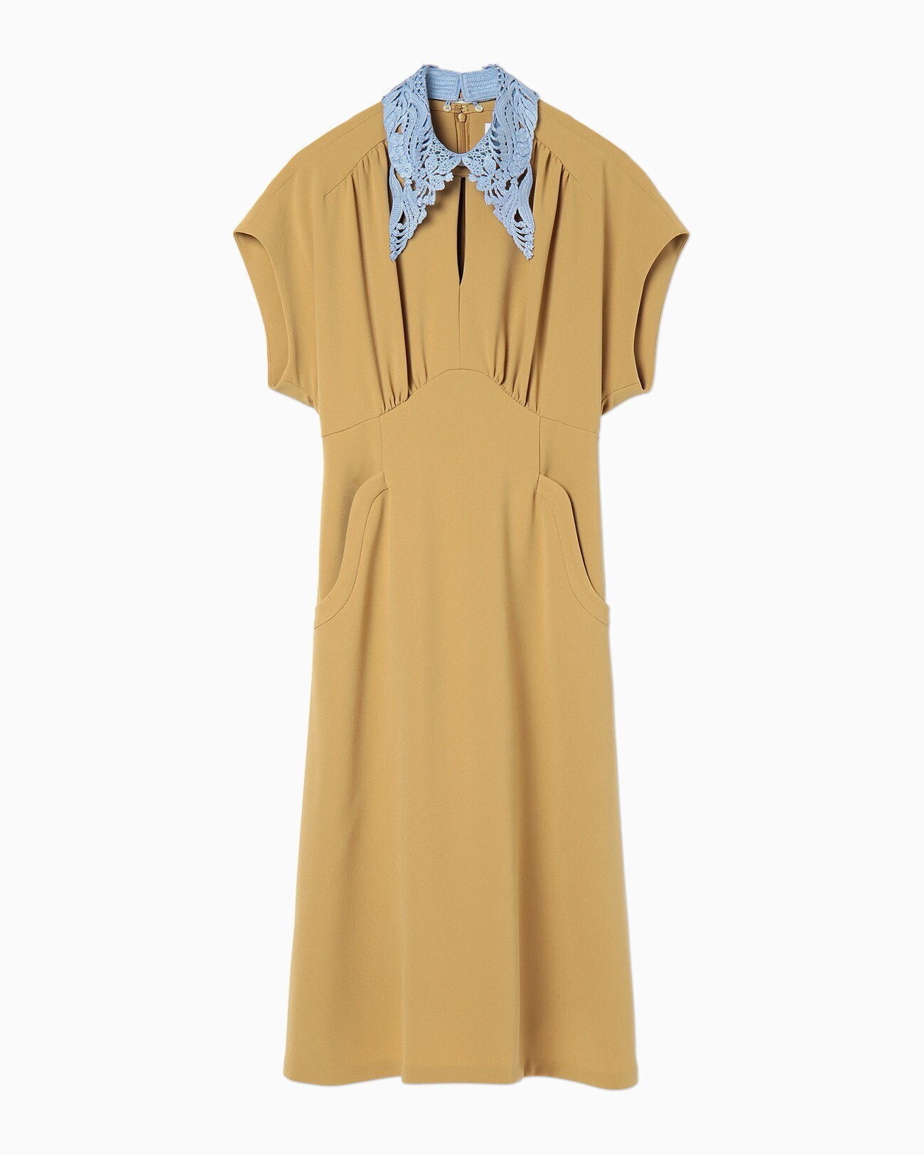 mame Silk Lace Collar A-Line Dress