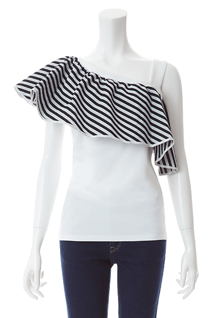 BORDERS at BALCONY ONE-SHOULDER TEE