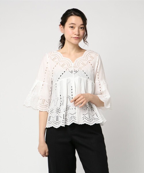 NOLLEY'S スカラップ刺繍ブラウス