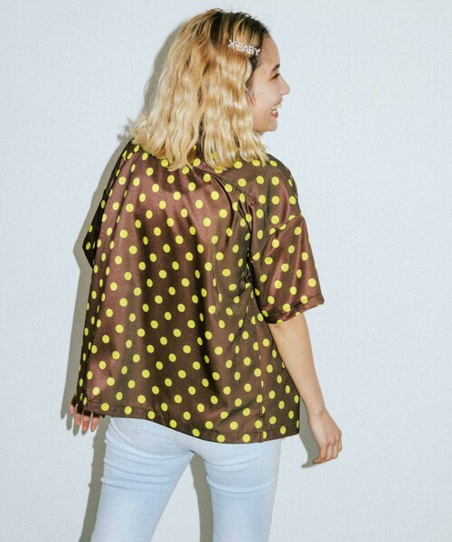 X-girl PRINTED OPEN COLLAR SHIRT