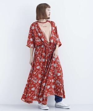 merlot フラワー柄ロングガウン1904