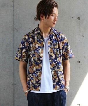 BLUE TORNADO 虎柄アロハシャツ