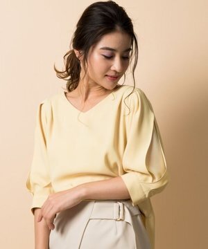 TONAL スリットシフォンスリーブブラウス