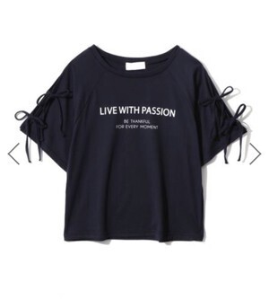GRL リボンオープンショルダーロゴTシャツ