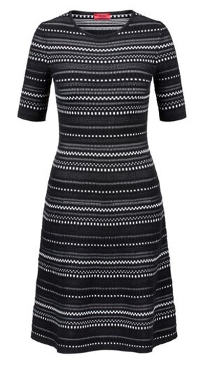 HUGO BOSS Knitted dress in super-stretch three-coloured jacquard