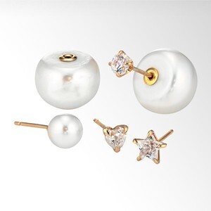 STAR JEWELRY girl PEARL CATCH PIERCED EARRINGS