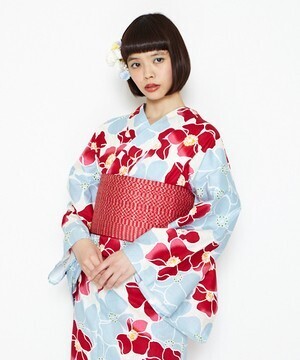 ふりふ 浴衣＆半巾帯セット「椿」