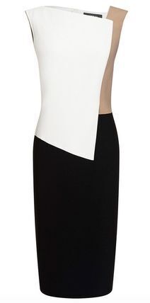 PAULE KA トリコロールカラークレープサテンドレス
