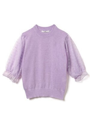 GRL ドットチュールスリーブニットトップス