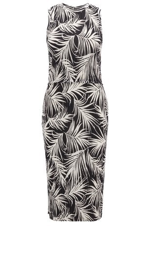 BOSS Slim-fit pleated dress with all-over print