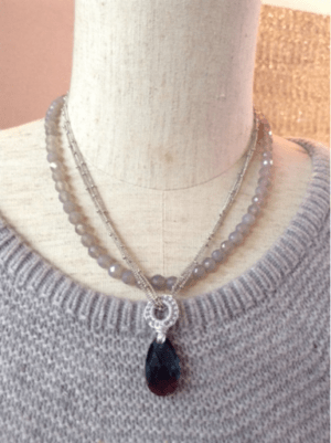 MIQUILA 【MQ553BL】MIQUILA / 天然石スワロトップ2セットネックレス