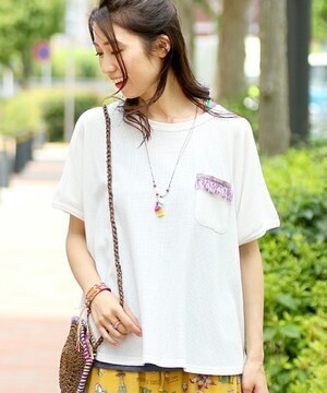 チチカカ リップルワッフルポケットＴシャツ